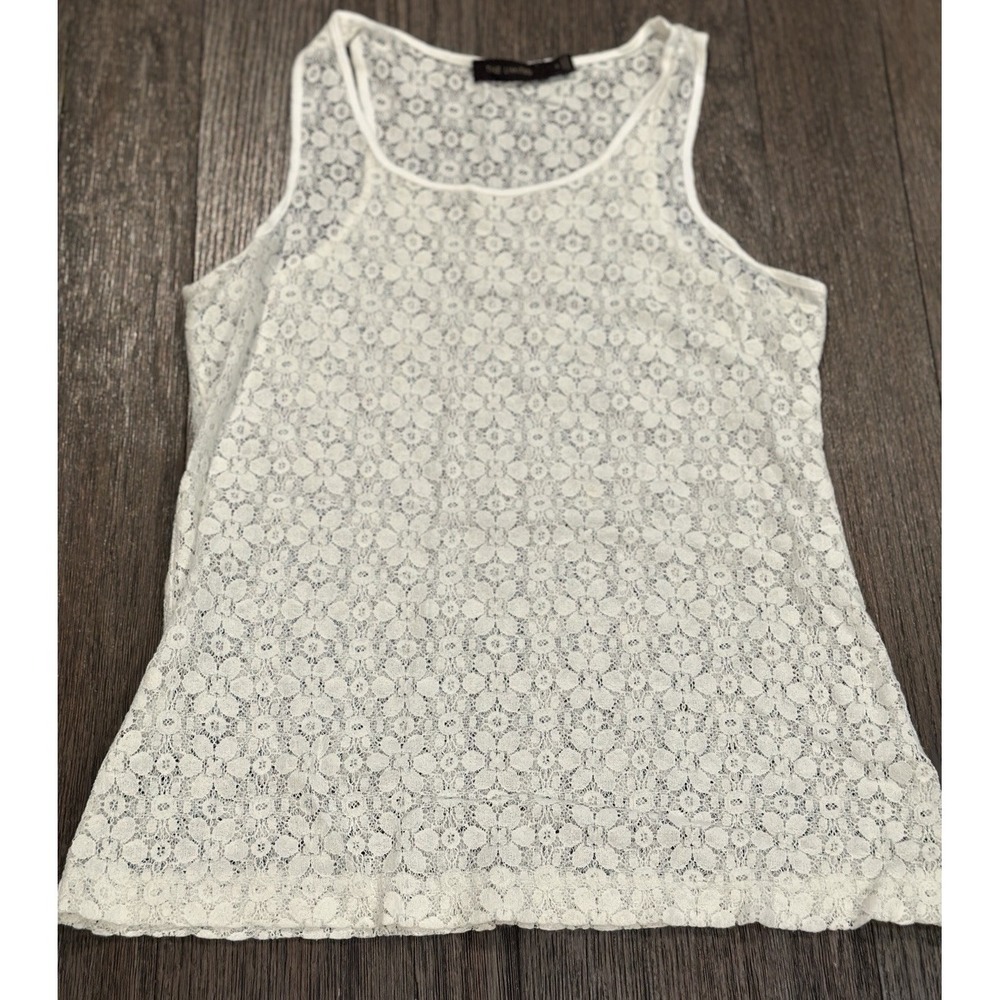 '90s Y2K The Limited Women's white Lace crochet tank top sz S sheer fitted